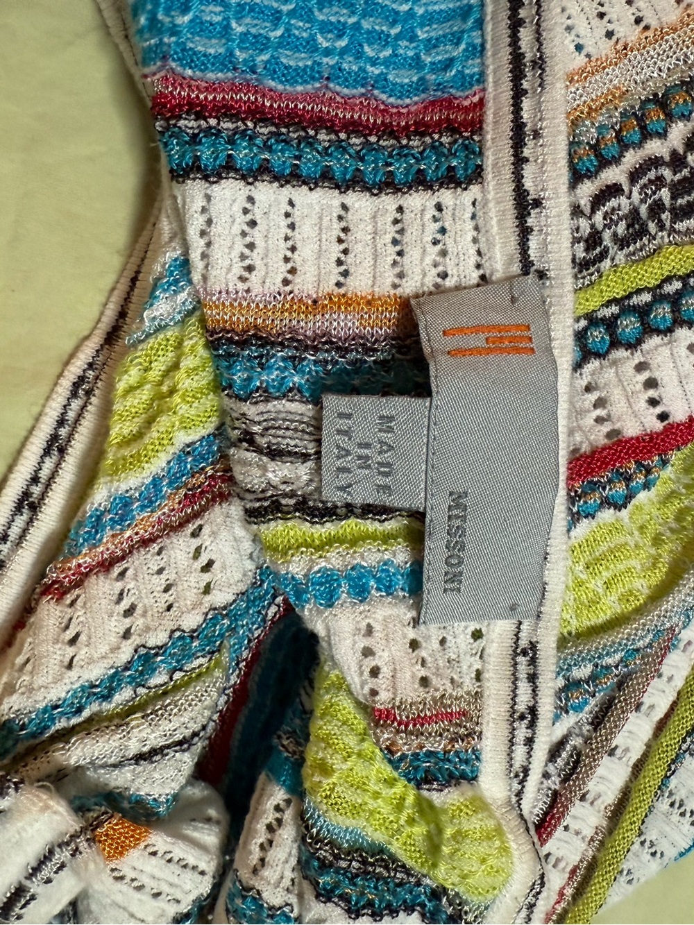 Missoni.  Striped Multicolor Crochet Midi halter dress.  Size small. - Picture 3 of 3
